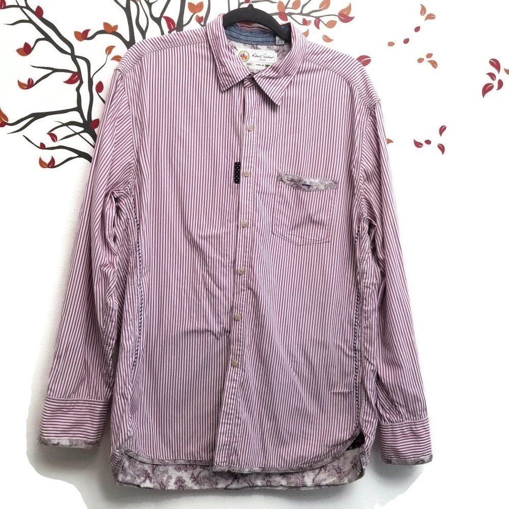 Robert Graham Jeans Stripe Long Sleeve Shirt XL - Picture 2 of 8
